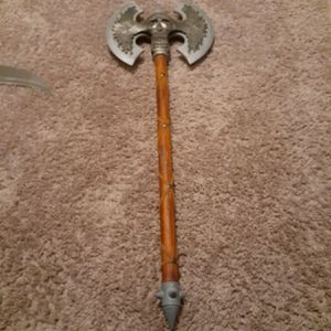 Medieval skull battle axe with double blade